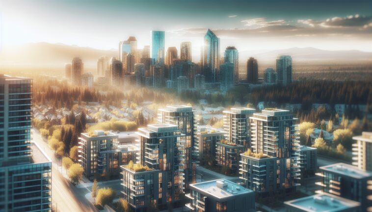 Calgary skyline with election campaign banners