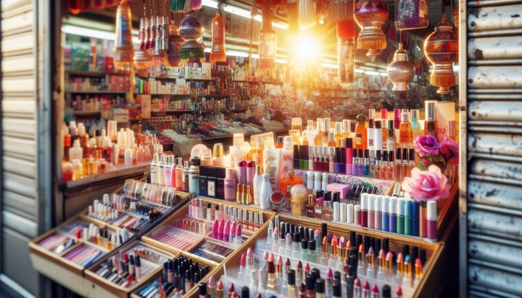 Woman shopping for discounted beauty products online