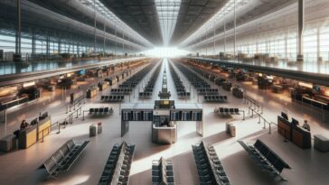 Heathrow Airport during a power outage affecting travelers