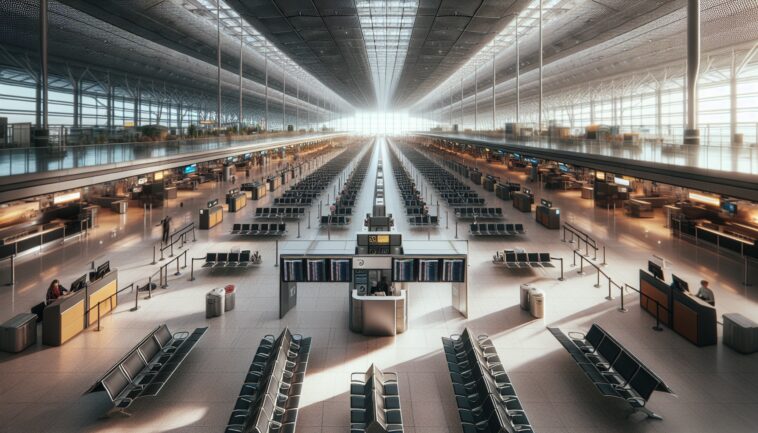 Heathrow Airport during a power outage affecting travelers