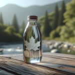 A refreshing glass of maple water with leaves