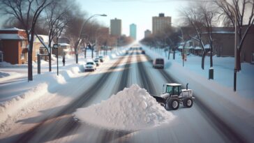 Snowplow and cyclist on a Manitoba road under new rules