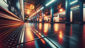 A subway rat scurrying through an urban environment