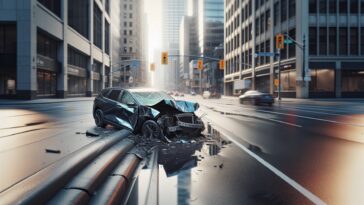 Scene of a car crash in Winnipeg involving multiple vehicles